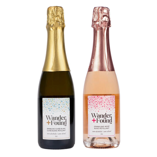 Wander + Found | Duo Pack | Sparkling Cuvée Blanc & Rosé | Non-Alcoholic Wine | 2-Pack/375mL